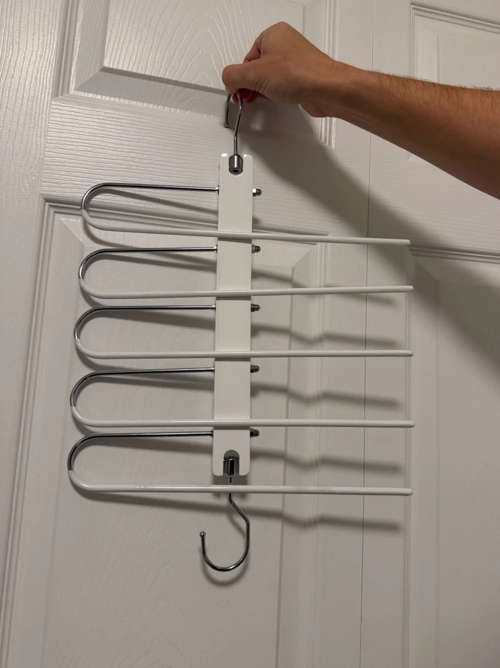 White and Silver Multi-Tier Pant Hanging Organizer
